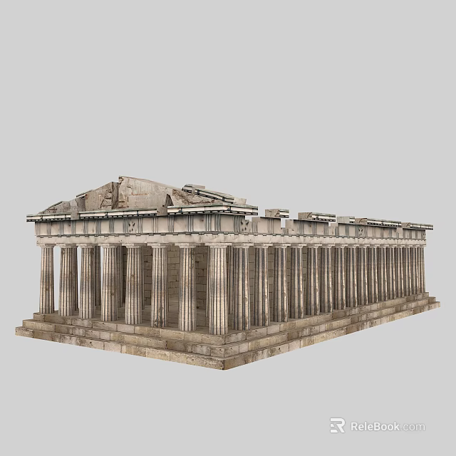 European Classical Architecture Structure With Grand Columns And Triangular Pediment Design 3d model 