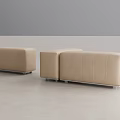 Beige Modular Armchair With Three Sections L Shaped Arrangement And Sleek Modern Leather Design