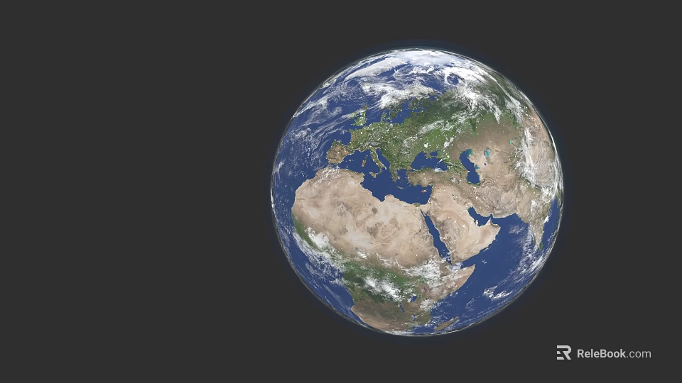 Cosmic View Of Earth From Space With Blue Oceans Green Lands And Clouds 3d model 