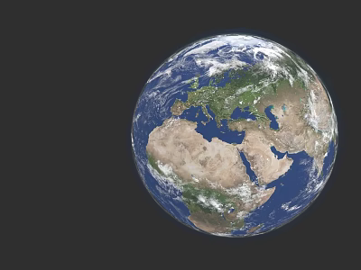 Cosmic View Of Earth From Space With Blue Oceans Green Lands And Clouds 3d model