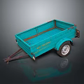 Turquoise Utility Trailer with Open Textured Bed Single Wheel and Practical Hitch for Cargo Transport