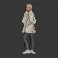 Modern Woman Wearing Light Colored Blazer Dark Turtleneck Jeans and White Shoes