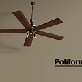 Modern Poliform Ceiling Fan Light with Wooden Blades and Metal Base Design