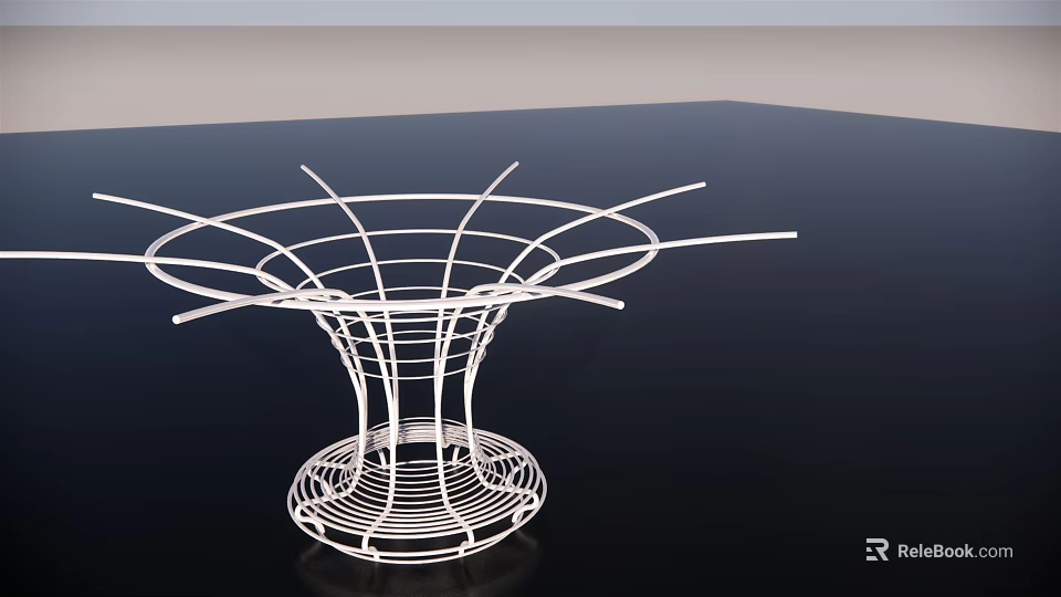White Modern Pergola With Curved Wireframe Structure And Artistic Design 3d model 