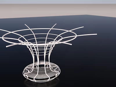 White Modern Pergola With Curved Wireframe Structure And Artistic Design 3d model