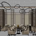 Modern Hotel Public Lounge With Comfortable Sofas Decorative Ceiling And Coffee Tables 3d model