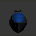 Sleek Modern Yacht With Blue Transparent Hull And Top Antenna Structure
