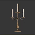 Vintage Decorative Candelabra With Multiple White Candles And Ornate Metal Stand