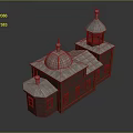 Traditional Architecture with Red Walls White Roofs Domes and Towers Structure