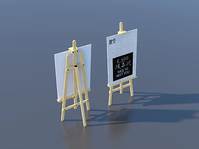 Wooden Easel Household Items With Blank Canvas And Patterned Display Board 3d model