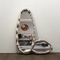Modern Irregular Shaped Metallic Frame Mirror Reflecting Bedroom Interior Design 3d model