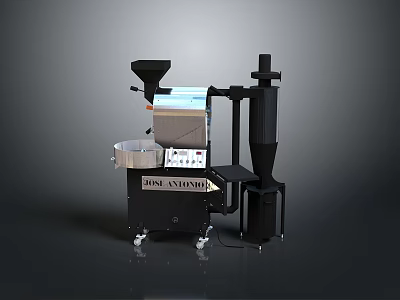 Professional ROAST MASTER Coffee Roaster With Roasting Drum Control Panel And Exhaust Pipe 3d model