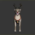 Cheerful Cartoon Reindeer With Red Nose Colorful Collar And Bells