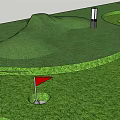 Golf Course Fitness Activity With Green Turf Bunkers Holes And Seating Area