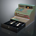 Vintage Green Cash Register With Open Drawer Colored Buttons And Compartmentalized Tray
