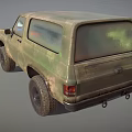 Green Vintage Off-Road SUV With Large Tires And Rustic Retro Design Elements 3d model