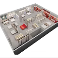 Mall Store Layout With Organized Shelves Display Tables And Product Displays
