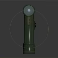 Vintage Green Metal Flashlight With Textured Body And Round Head