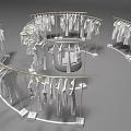Elegant Modern Spiral Hangers Display With Multiple Hanging Clothes Arrangement