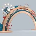 Decorative Archway With Colorful Radiant Patterns Circular Bases And Modern Design