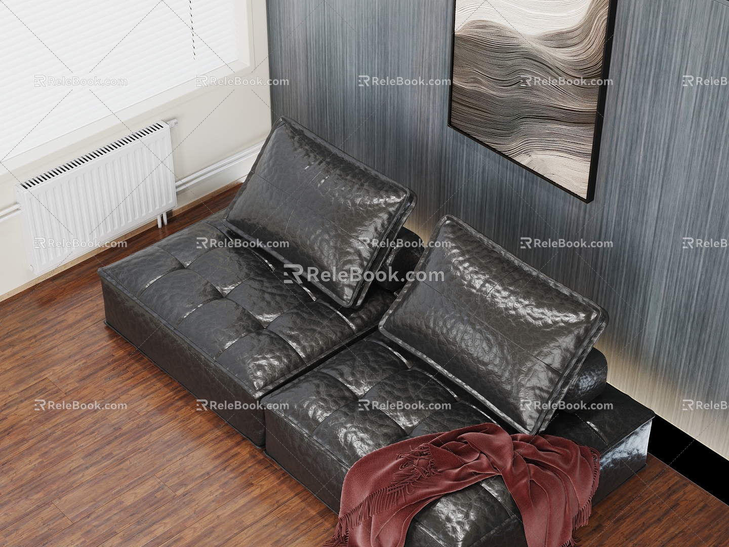 Decorative painting of double sofa 3d model