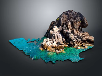 Natural Stone Rock Formation With Turquoise Water And Scenic Coastal Landscape 3d model