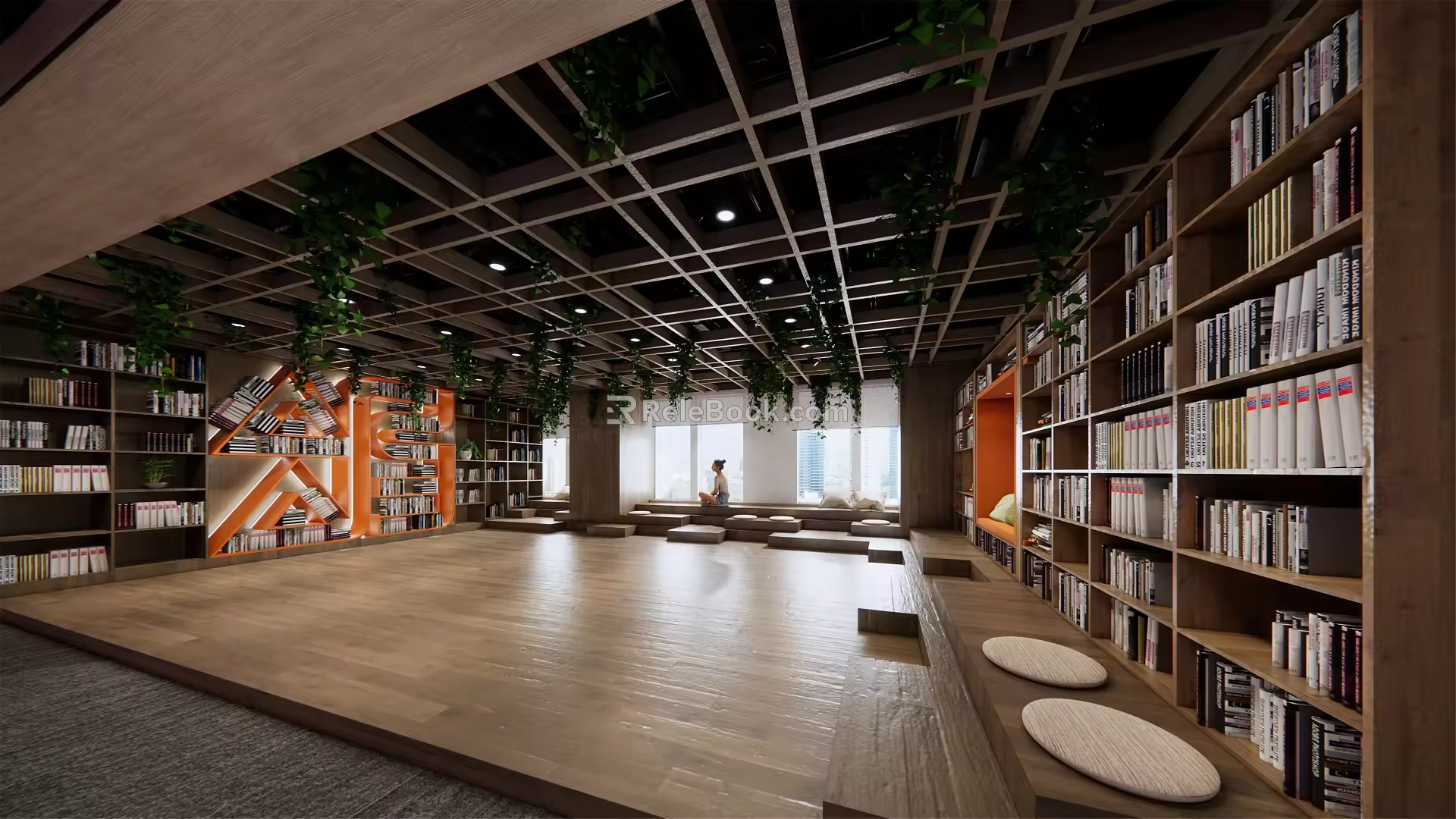 Modern Library Book Bar Bookstore Library 3d model