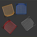 Colorful Modern Mesh Chairs in Red Yellow Blue White with Dark Background Reflection