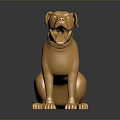 Detailed Shiny Golden Dog Statue Sitting On Reflective Black Surface