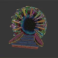 Futuristic SciFi Portal Device With Blue Glowing Ring And Rusty Metallic Base