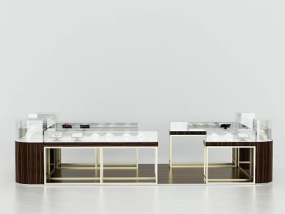 Modern Display Shelves With Wooden Cabinet And Metal Frame Glass Showcase For Retail Store 3d model