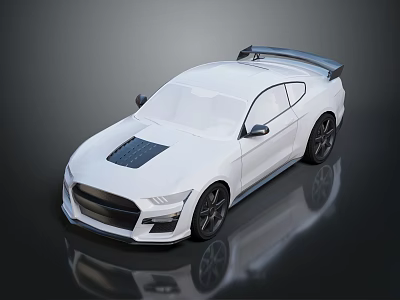 White Sports Car Featuring Sleek Design Black Wheels And Rear Spoiler 3d model