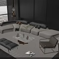 Modern L Shaped Sofa And Coffee Table Set With Marble Top And Accent Chair