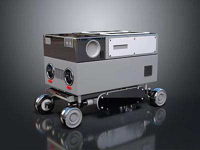 Modern Mobile Machine With Control Panel Knobs Vents And Rolling Wheels 3d model