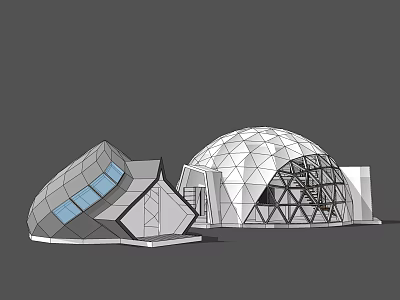 Contemporary Architectural Design With Geometric Dome Polygonal Structure Glass Elements And Steel Frame 3d model