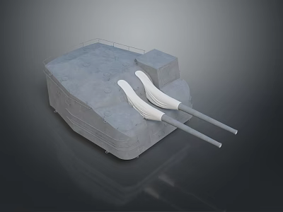 Military Tank Vehicle With Dual Cannons And Gray Exterior Design 3d model