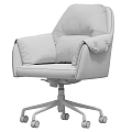 Modern Comfortable Office Chair with Light Gray and Brown Upholstery Gold Base and Wheels