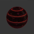 Black Textured Sphere With Red Stripes And Layered Surface Design Structure 3d model