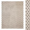 Light Beige Square Rug With Neatly Arranged Dark Brown Circular Patterns For Modern Living Space