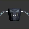 Futuristic Blue Spaceship Model Featuring Geometric Textures Glowing Lines Metallic Finish And Sleek Design