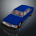 Classic Blue Vintage Sedan With Sleek Body Lines And Retro Front Headlights