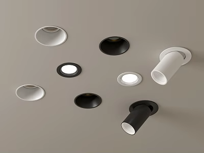 Modern Recessed and Spotlights in Black White Design for Home Ceiling Lighting Decor 3d model