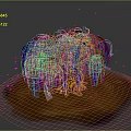 Vibrant Purple Weeping Tree With Red Trunk And Pink Glowing Particles On Brown Ground