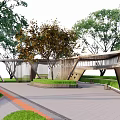 New Chinese Style Corridor Frame Folding Line Landscape 3d model