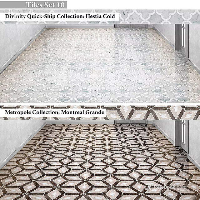 Stylish Patterned Floor Tiles from Metropole Collection Montreal Grande Design 3d model 