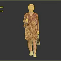 Woman In Red Dress Carrying Bag Walking On Gray Background With White Shoes