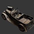 Vintage Classic Car With Rusted Body And Old Fashioned Steering Wheel Design