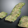 Irregular Ground Fragments With Green Moss And Yellow Specks Natural Rocky Texture