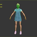 Game and Movie Character with Blonde Hair in Blue Dress and White Shoes