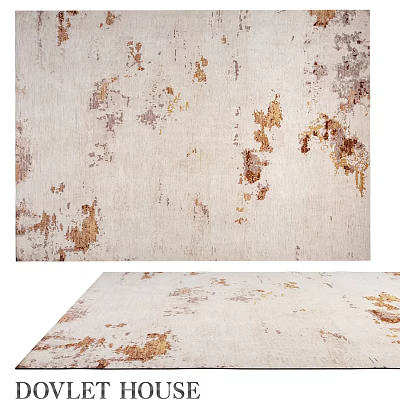 Square Rug with White Base and Brown Gold Distressed Patterns for Home Decor 3d model